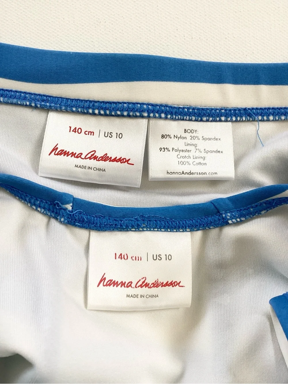Hanna Andersson Blue and White Striped Two Piece Swim Suit